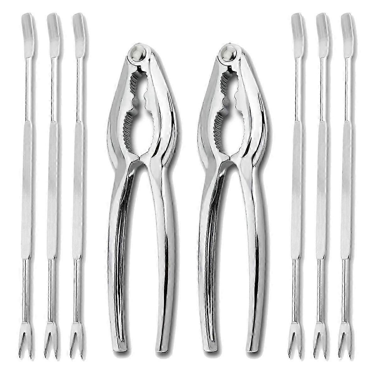 8 Piece Seafood Tool Kit, Stainless Steel Crab Leg and Forks Nut Set Shellfish Sheller