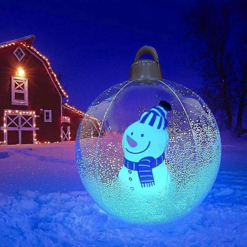 Minglan New Light up PVC Inflatable Snowman Christmas Balls 24 Inch Giant Christmas Inflatable Balls Decorated Yard Decorations with LED Lights Large