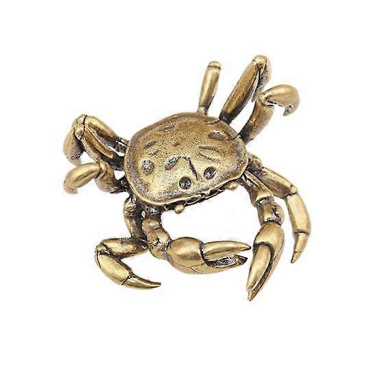 Golden Crab Figurine Tea Pet Brass Crab Figure Model Statue Sculpture Toy Desktop Feng Shui Decoration Ornament Festival Gift