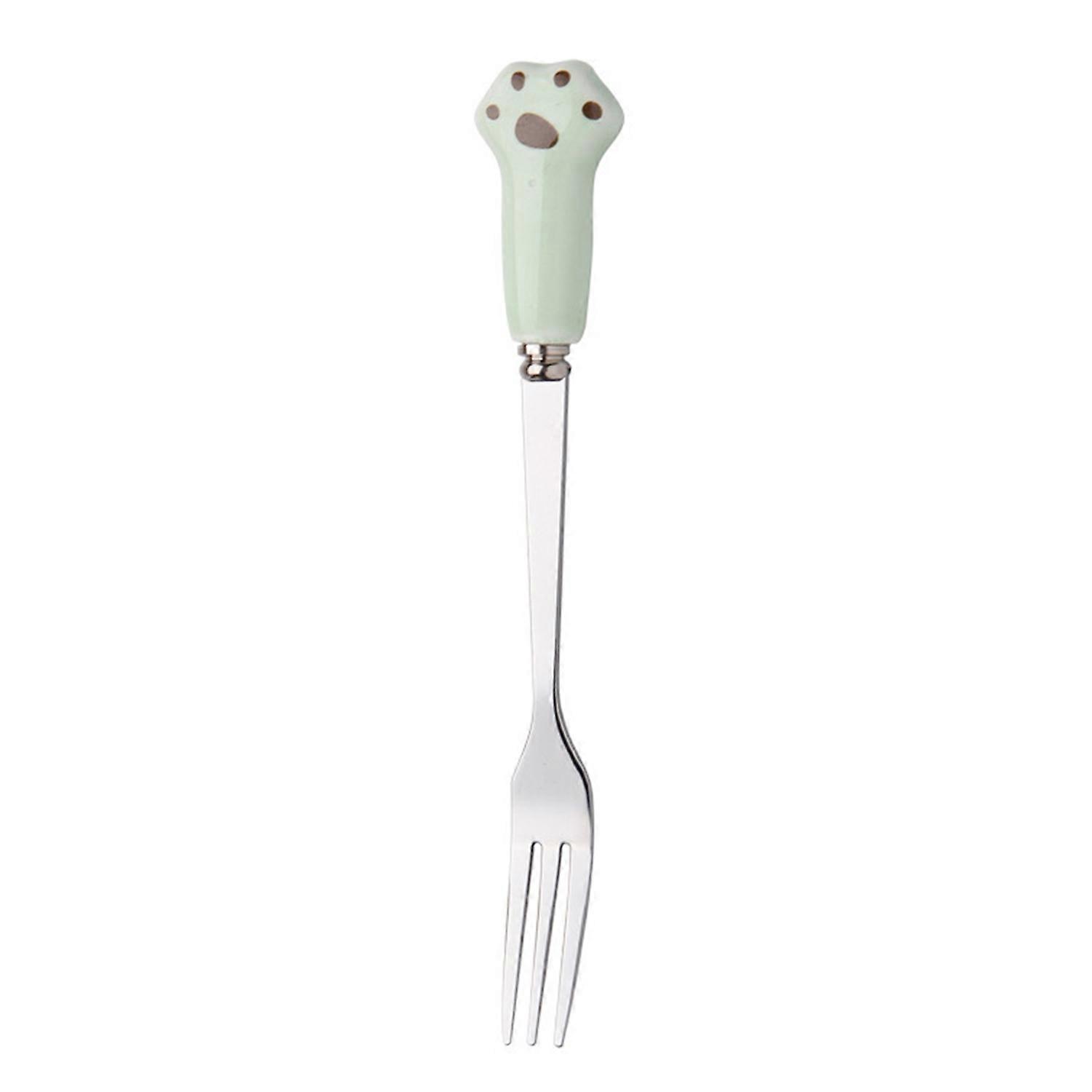 Cake Fork Cartoon Cat Claw Fork Novelty Smooth Edges Ceramic Handle Fork for Fruits Desserts Noodles