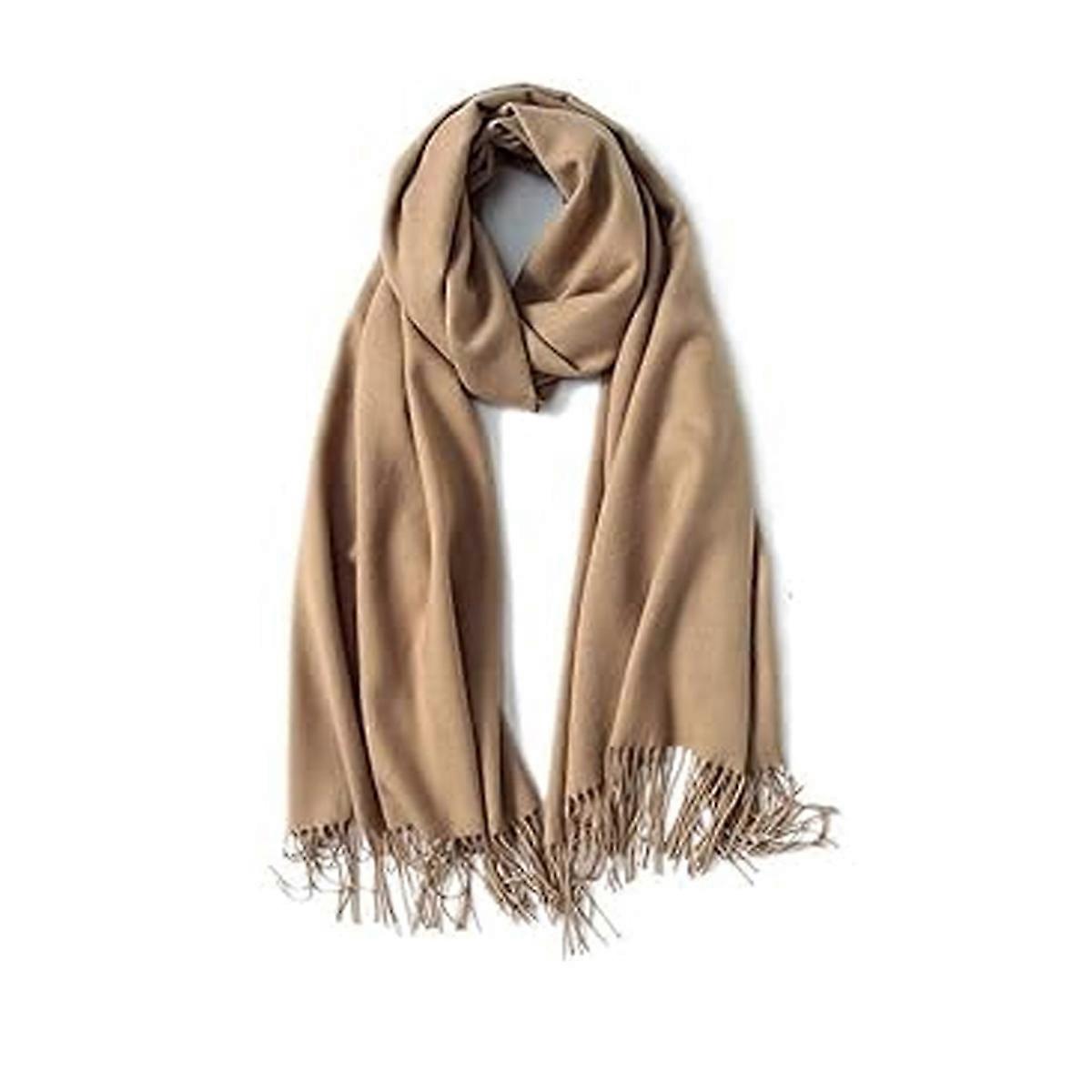 Light camel warm tassel versatile scarf, cashmere texture comfortable and warm, specially designed for winter, long women's scarf