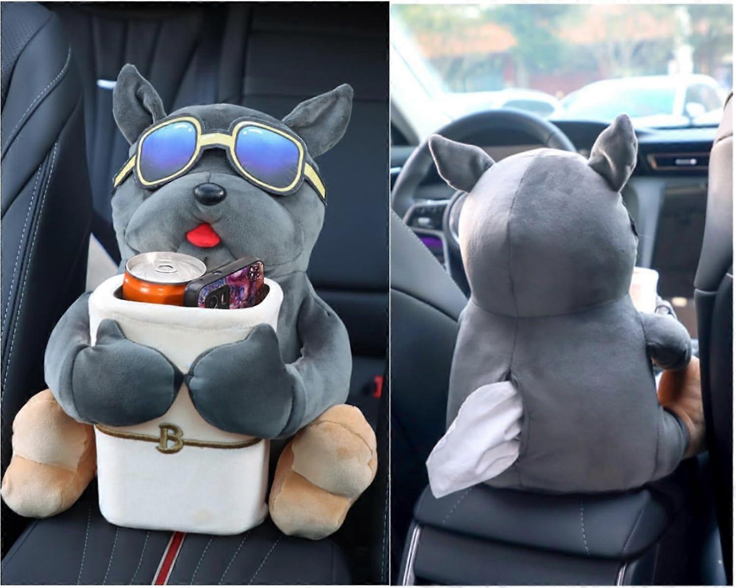 Multi-Functional Car Tissue Box for Vehicle Storage, PU Leather, Compact Design, Universal Fit, Black Color