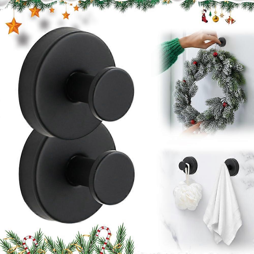 2 Hooks Suction Cup Luxe Hold for Mounting Shower on Glass Tile Mirrors Black