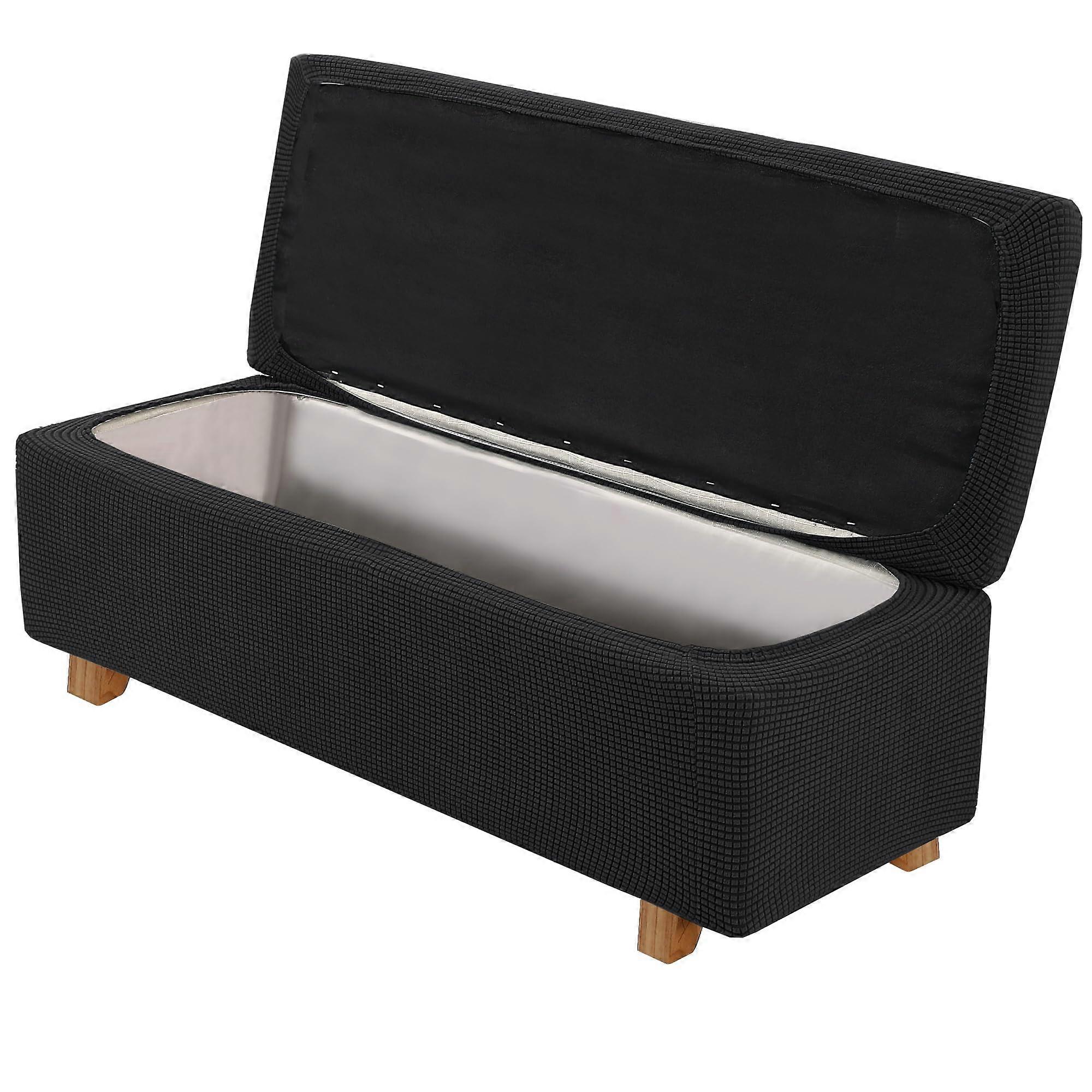 2 Piece Ottoman Cover Stretch Furniture Rectangle Protector X-Large Size