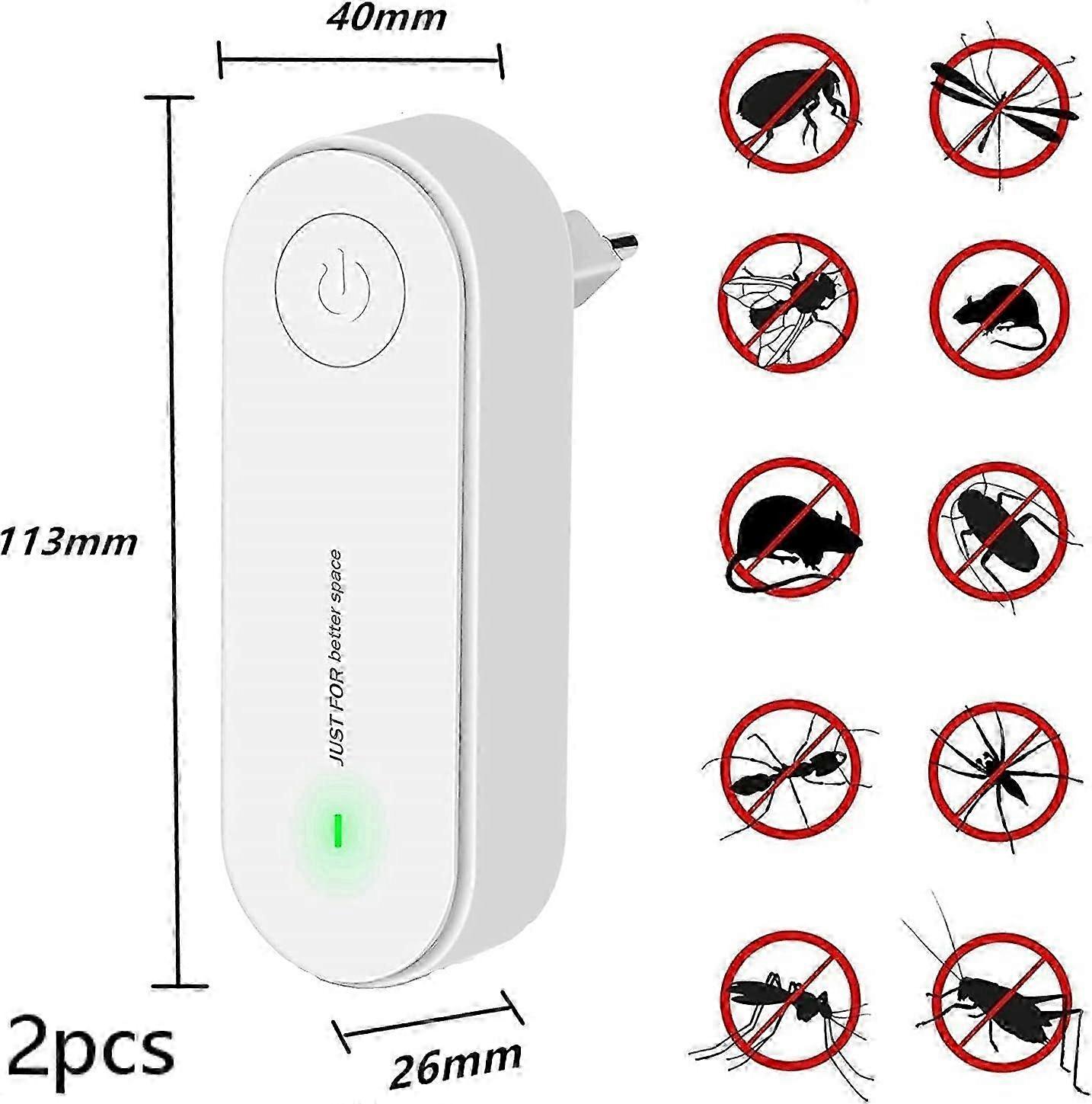 Electronic Mosquito Repellent - 2-Pack Ultrasonic Pest Control Device Effective Against Multiple Insects