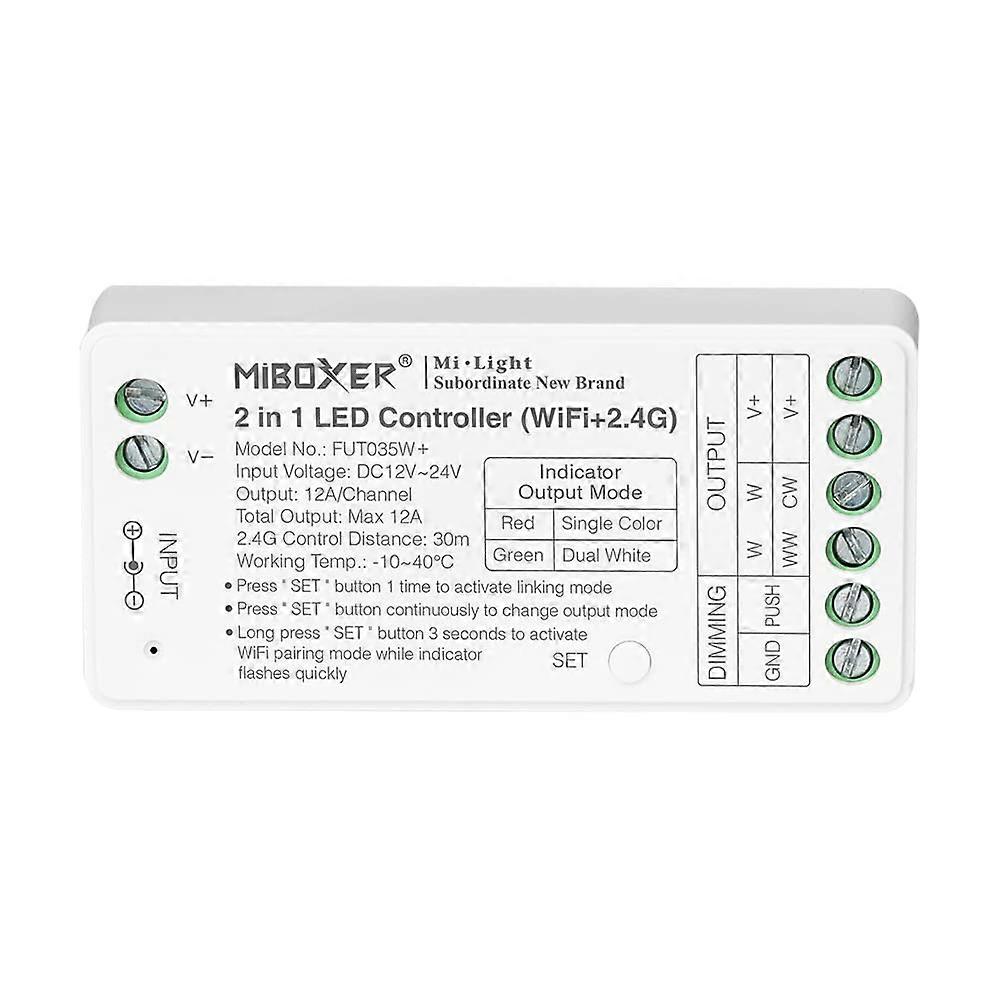 FUT035W+ Miboxer 2 in 1 LED Strip Controller WiFi+2.4G,Smartphone APP Control Directly,Compatible with Echo Alexa Google Home Voice Control