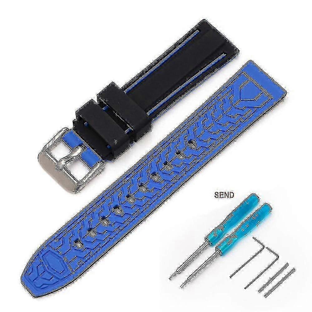 Two-color Silicone Strap for 22mm Blancpain and Swatch Fifty Fathoms Watch with Included Adjustment Tool