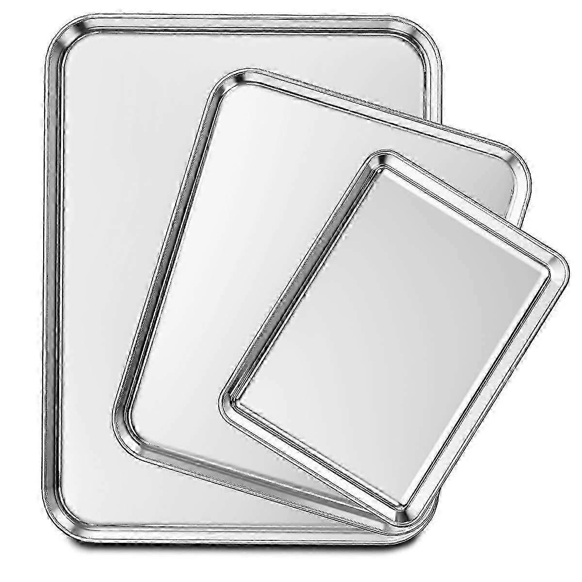 Conjunto de assadeiras de aço inoxidável de 3 peças, 9/12/16 polegadas, fácil de limpar