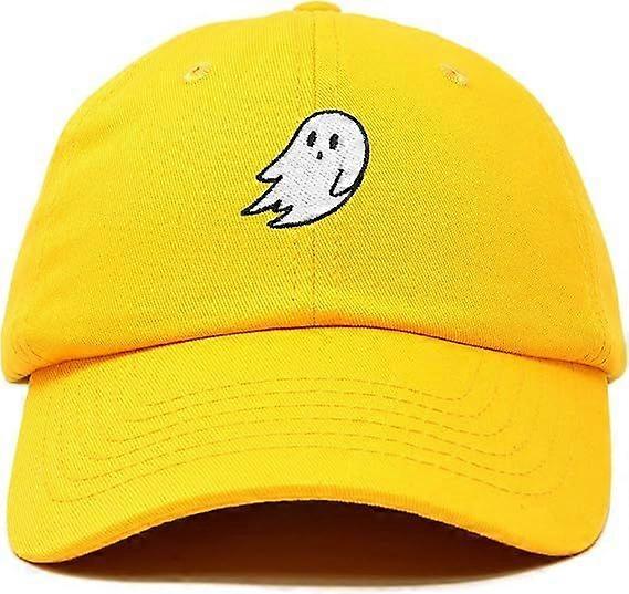 Ghost Embroidered Baseball Cap - Dad Hat - Cute Halloween - Yellow