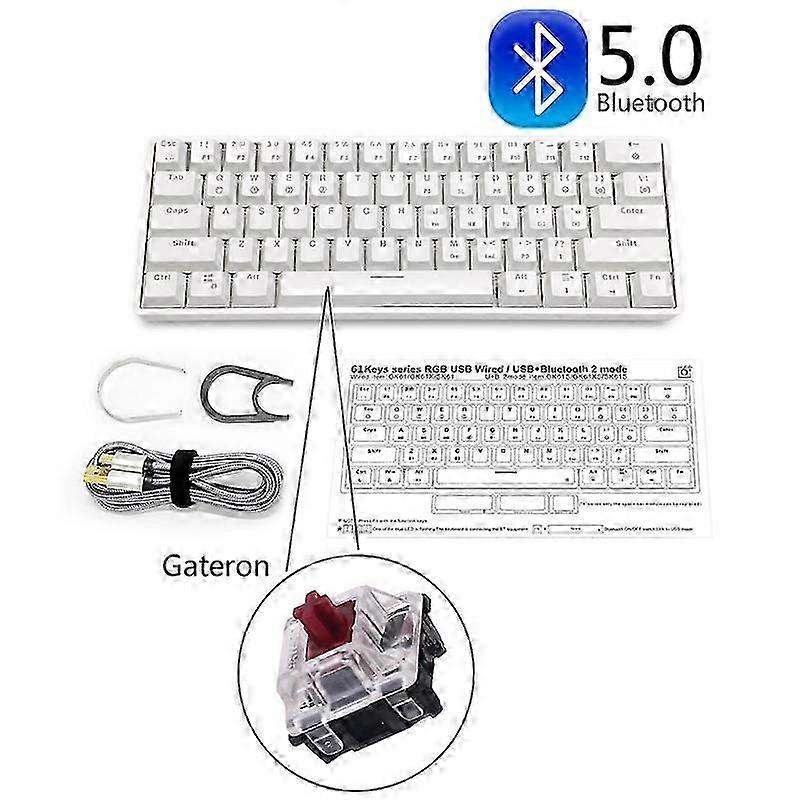 Red White sk61S Keyboard Gateron Optical Switches RGB Lighting ABS Keycaps programmable