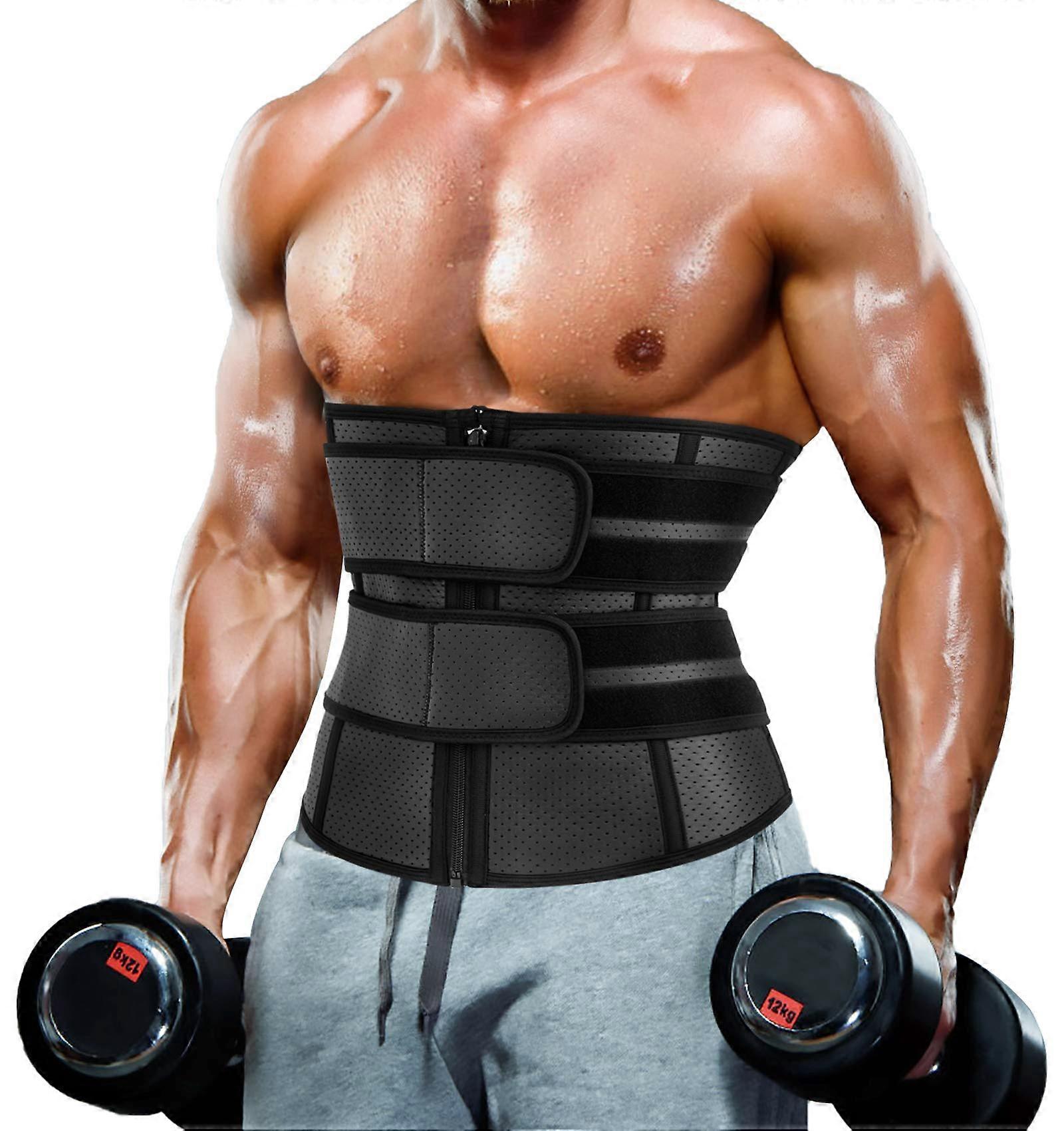 Waist Trainer Trimmer for Men Neoprene Sweat Belt Tummy Control Slimming Shapewear Adjustable Size Body Shaper
