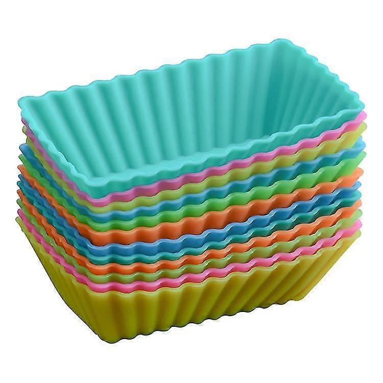 Farfi 12pcs Pastry Cup Impermeable Fine Workmanship Rectangular Silicone Jelly Cake Baking Cup For Bakery
