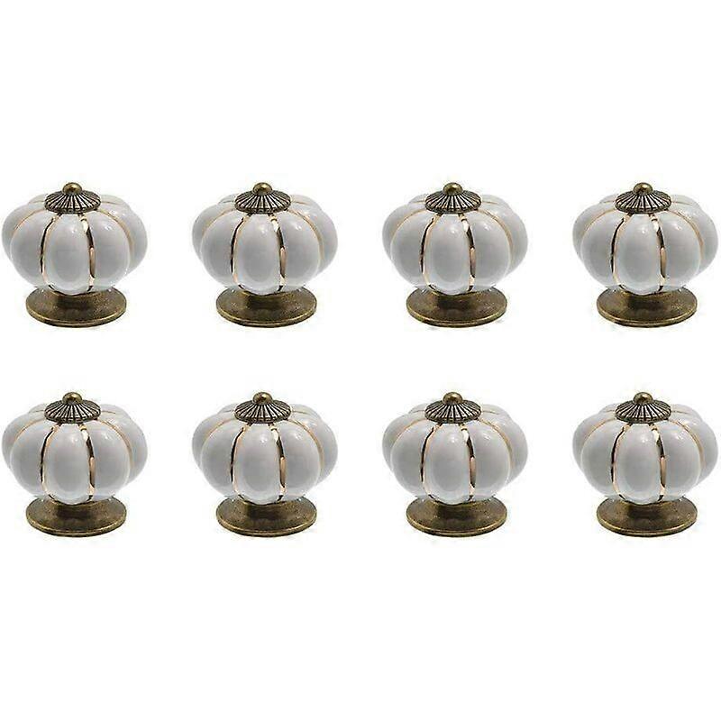 8 Pumpkin-Shaped Ceramic Drawer Knobs for Kitchen Furniture