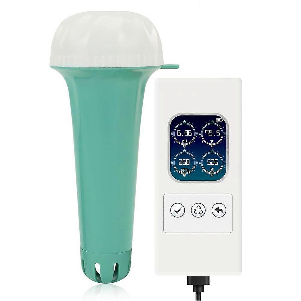 Pool Monitor Floating Wireless Pool Water Testing Smart Device 4-in-1 PH/EC/TDS/Temp Digital Pool for Pool&Hot Tub&SPA