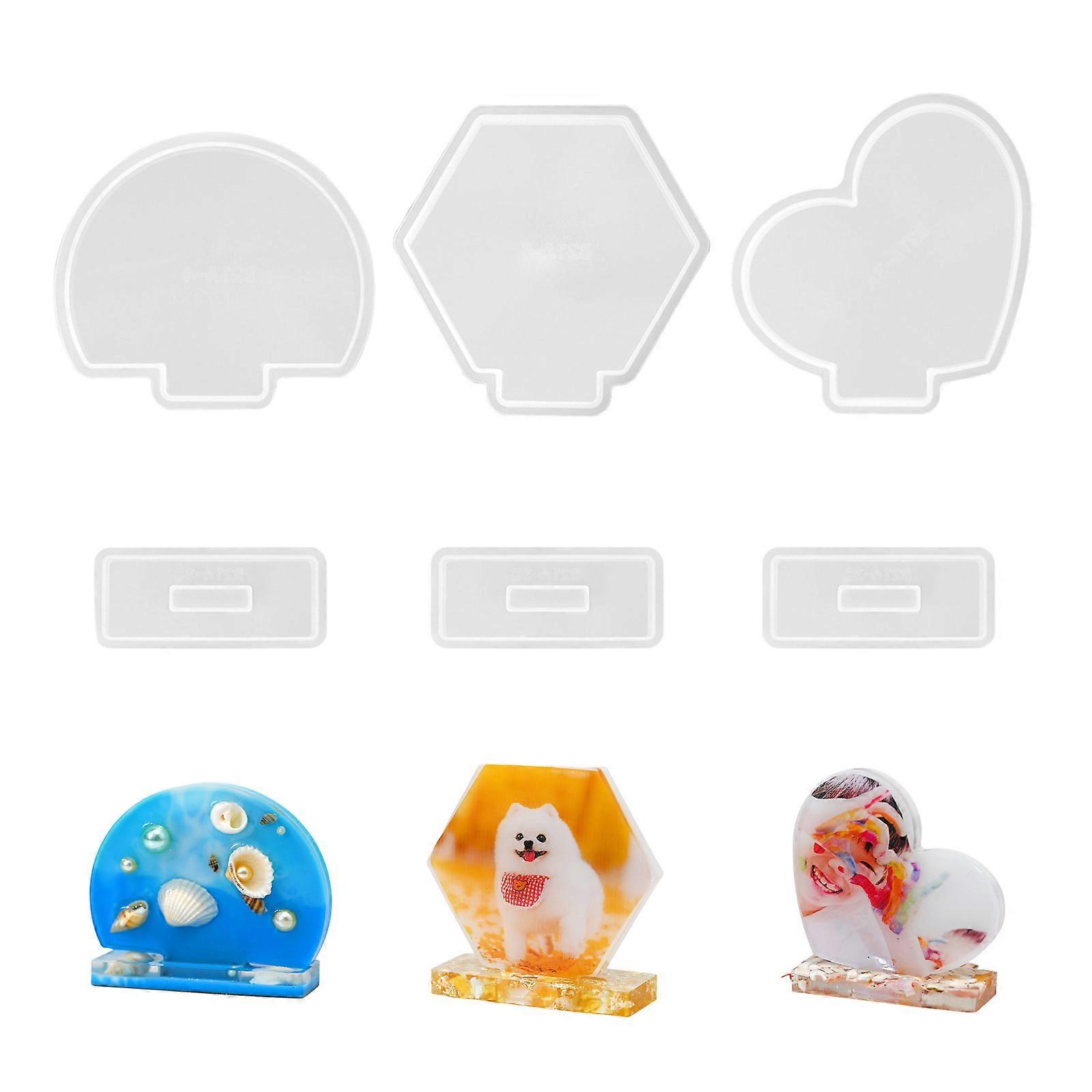 Heart & Geometric Shaped Photo Displays Silicone Molds  for DIY Photo Frames Heart/Round/Hexagon Shaped Frame Molds Multicolor