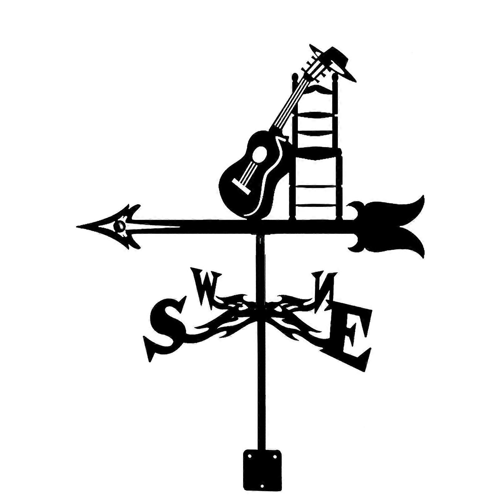 Weather vane made of cast iron for guitar, roof mounting, vane, weather outdoor, farm scene, wind direction indicator, professional measuring tools