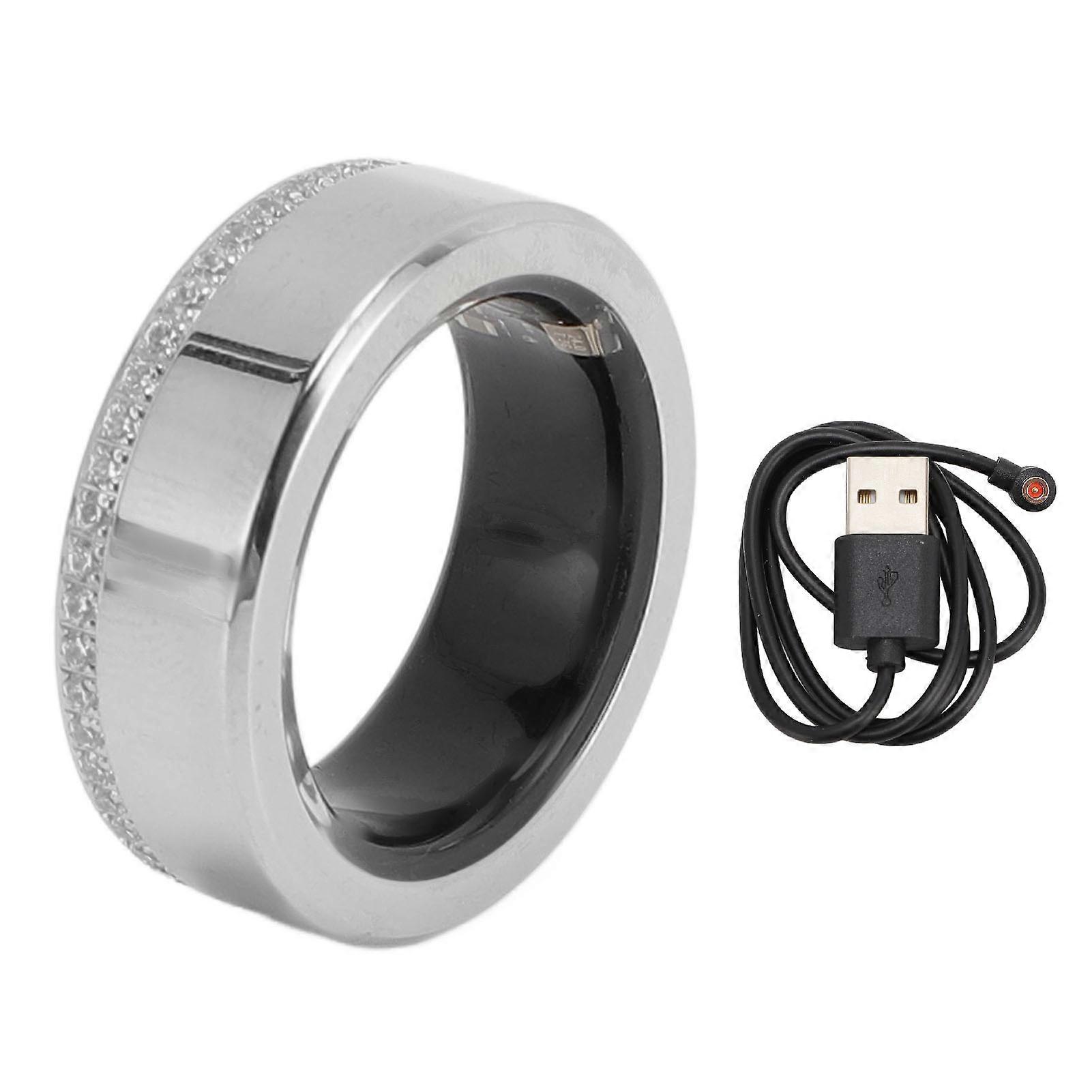 Smart Ring: Bluetooth Fitness Tracker, IP68 Waterproof, Step Counter, Rhinestone Design