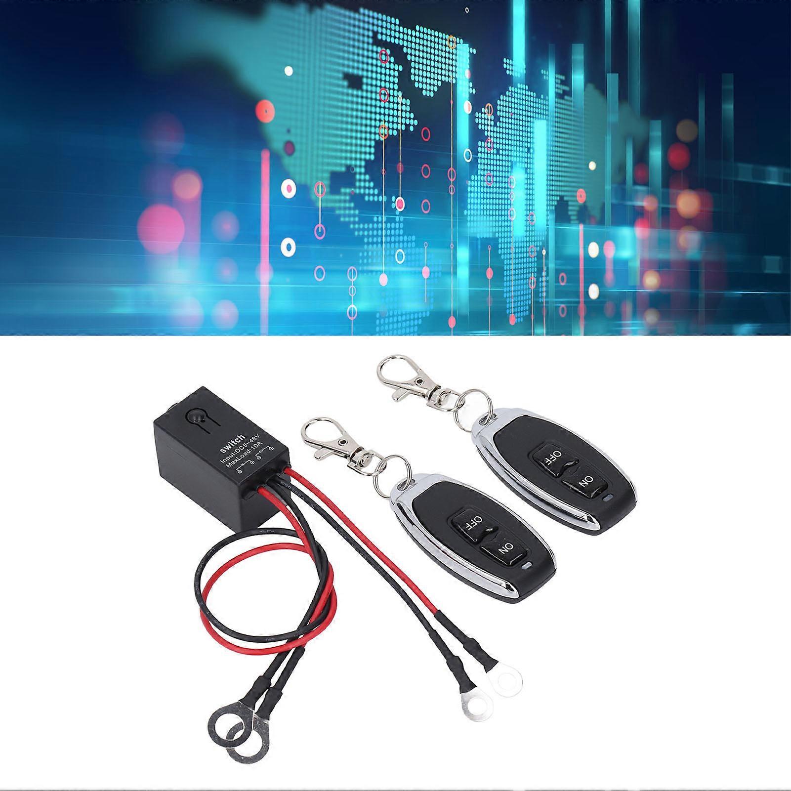 Power Relay with 2 Controllers Manual Button Remote Control Wireless Switch for Industrial Car Electronic DC5‑48V 