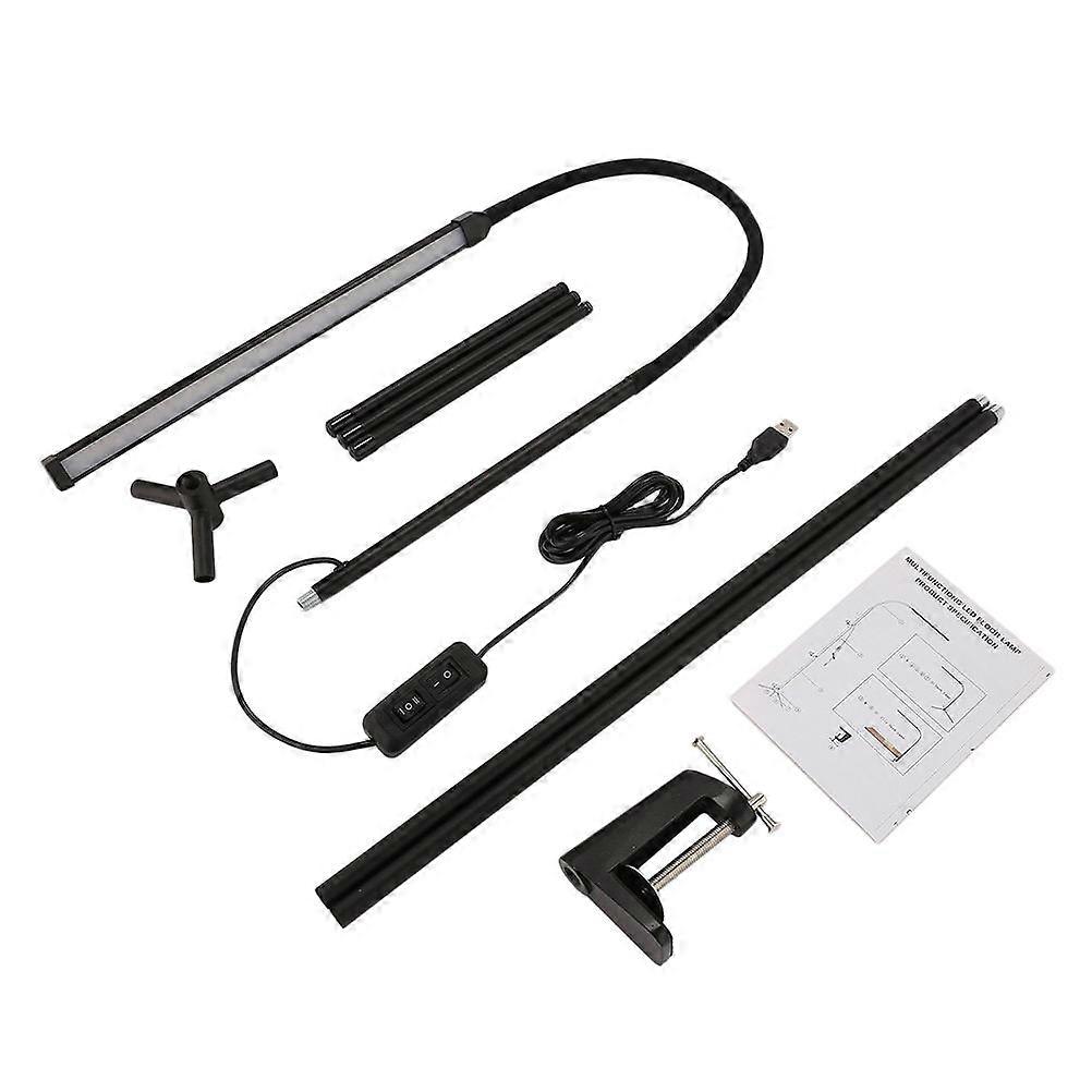 1 Set Flexible Gooseneck LED Floor Lamp Dimmable Desk Lamp Household Reading Lamp with Clip