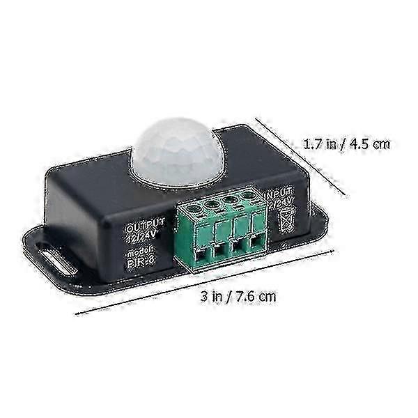 タイマー付き2個12-24V PIRモーションセンサーライトスイッチ - ブラック