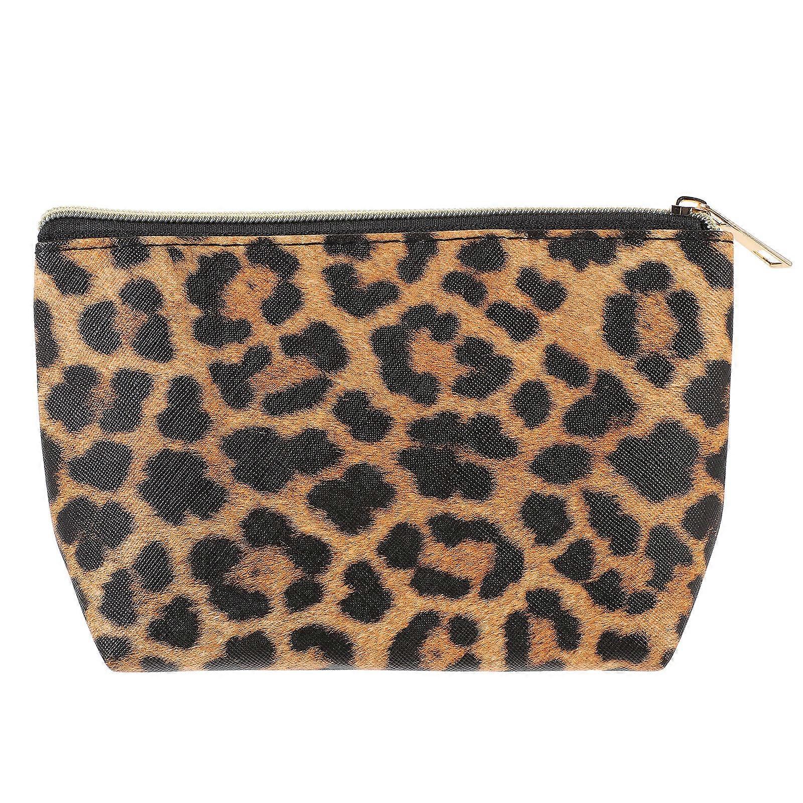 Here's a polished and engaging product description for your **Leopard Pattern Travel Makeup Bag / Portable Toiletry Organizer**:
**Leopard