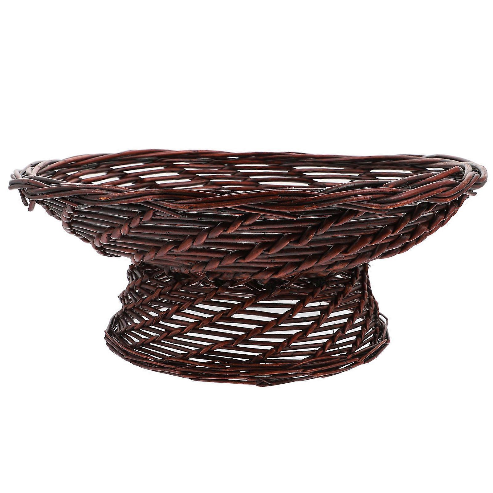 Brown Willow Woven Fruit Tray for Home Use Made of Synthetic Material Perfect for Snacks and Fruits