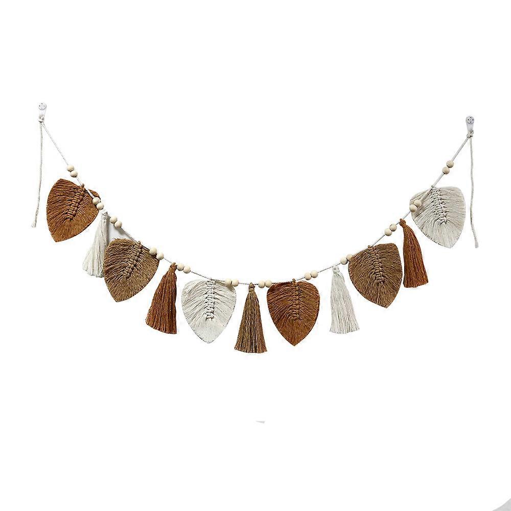 Handvävda tofsblad med bomullsrep för väggdekoration