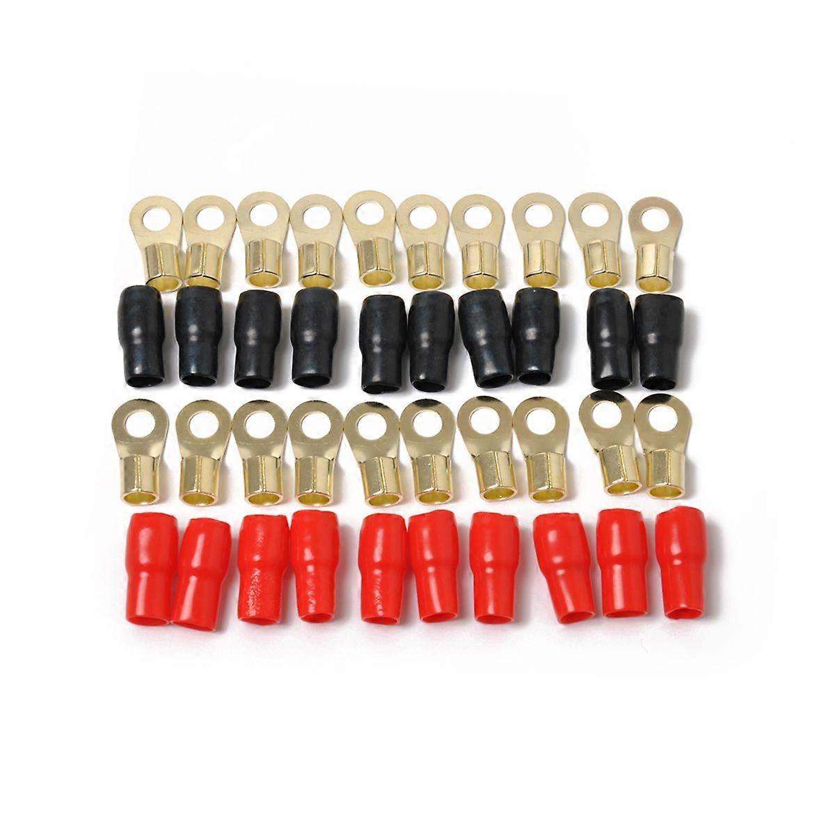 10 Pairs Copper Gold Plated 4 Gauge Heat Shrink Wire Connectors Insulated Electrical Wire Terminal Connectors Quick Splice Crimp Terminals - 4GA (Red