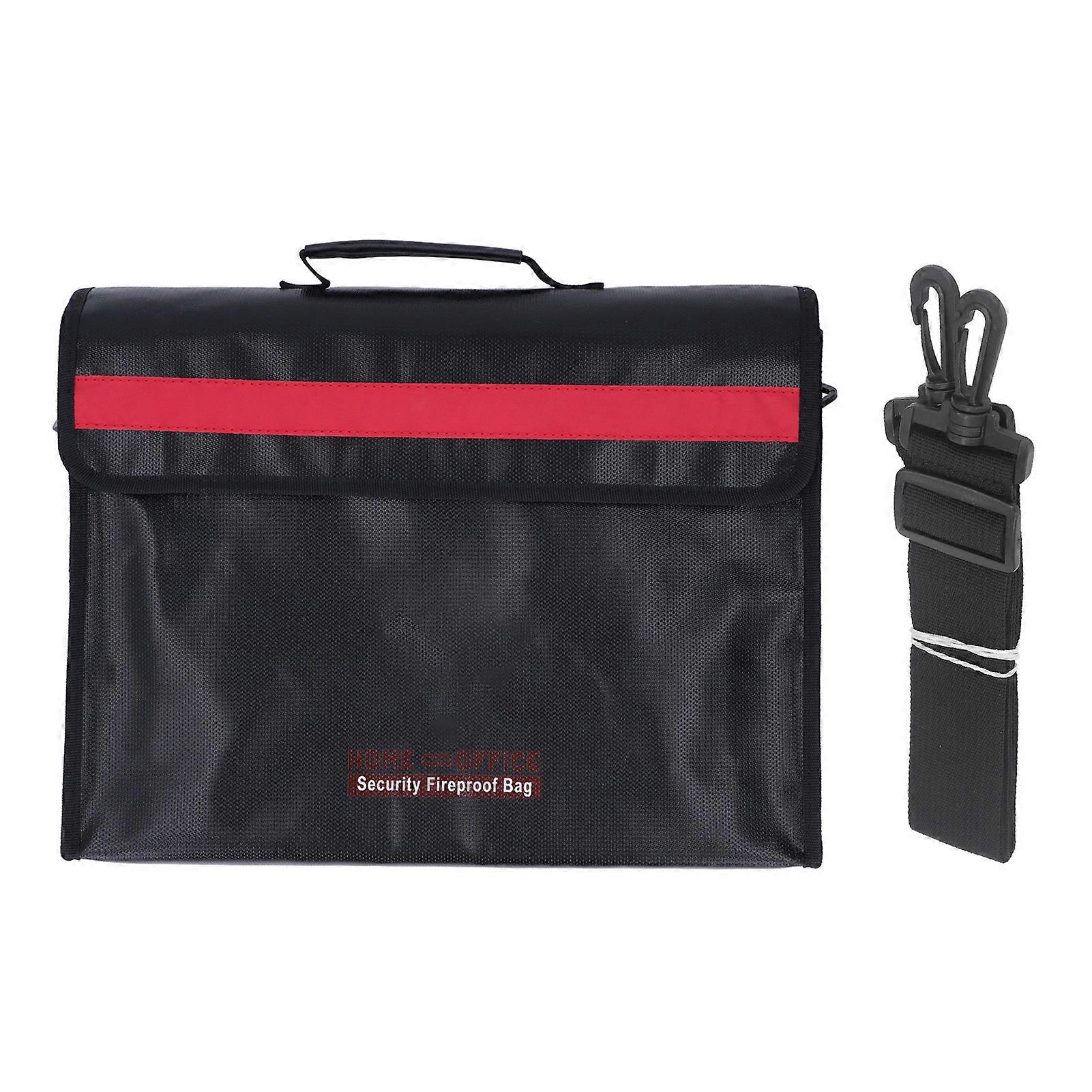 Document Bag High Temperature Resistant Reflective Strip Design Safe Fireproof Pouch with Shoulder Strap
