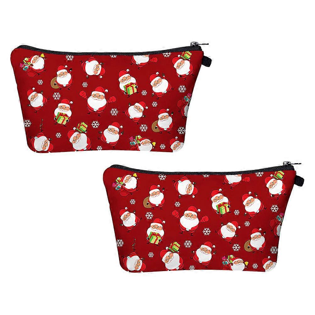 Unisex Toiletry Bag Christmas Travel Storage Pouch Large Capacity Assorted Color 2Pcs