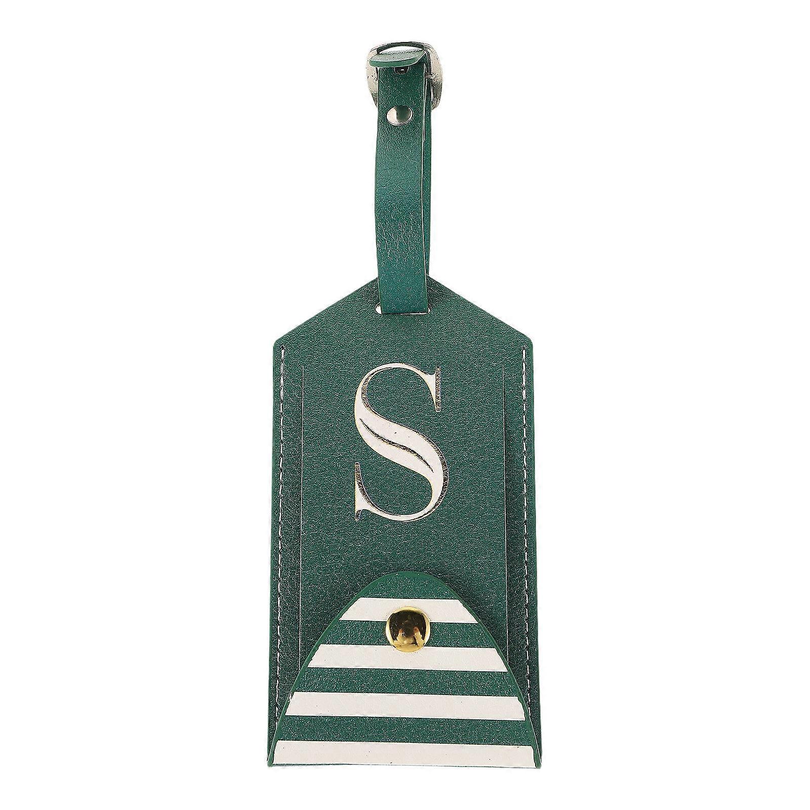 Bag Tag Rectangular Flap Cover Design Secure Attachment Waterproof Dark Green For Suitcases 1Set