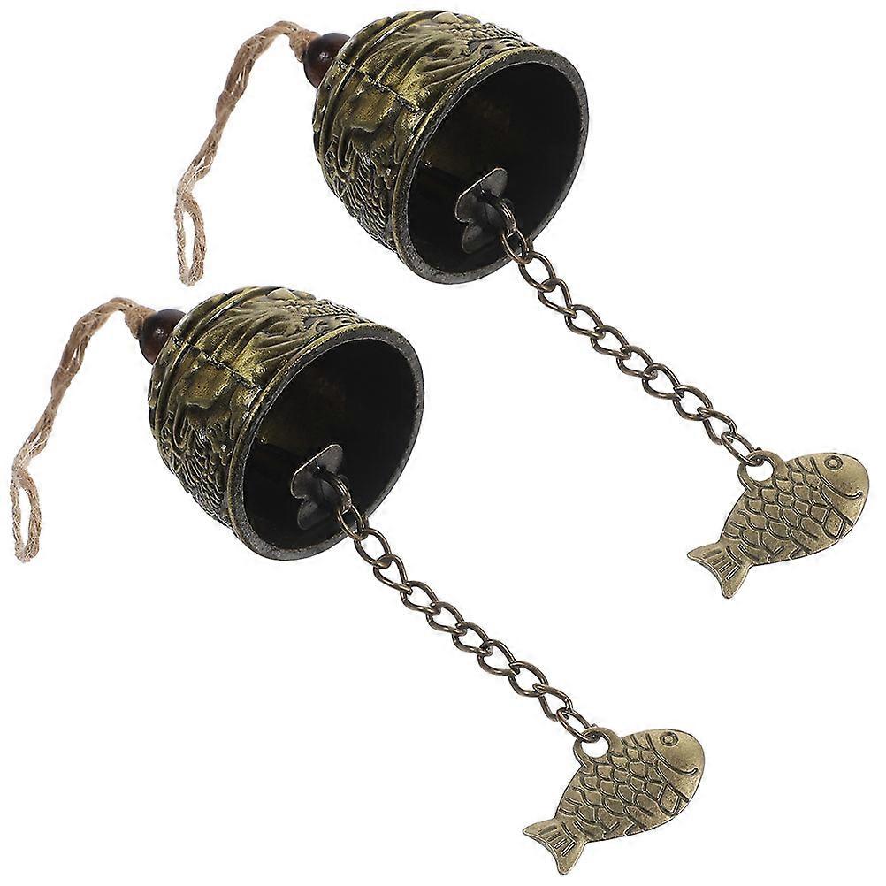 Decoration Wind Chimes Metal Bells Use Light Bronze 2Pcs