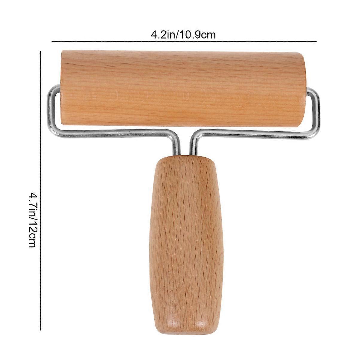 Rolling Pin Solid Wood Pastry Pizza Roller for Kitchen Use with Handle