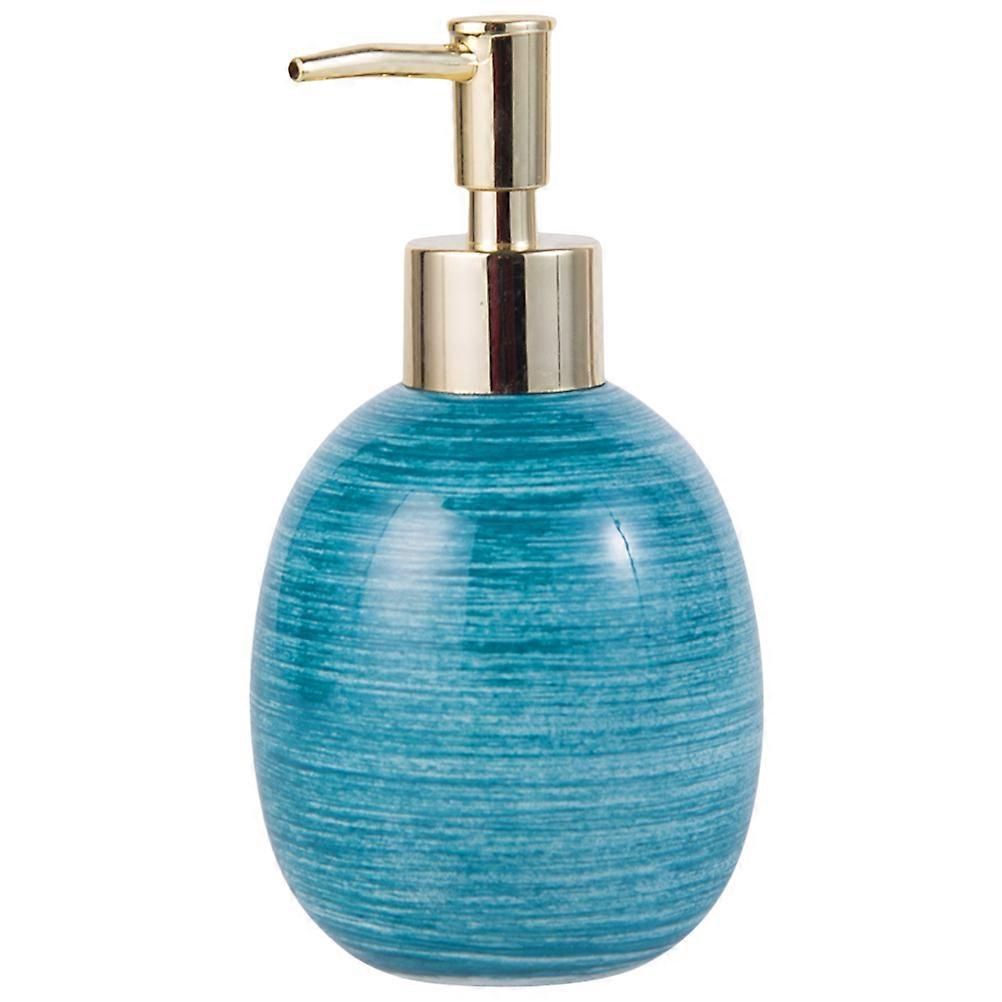 Ceramic Lotion Bottle Empty Pump Bottle Simple Design Square Shape Travel Size Lotion Bottle Blue 8.8x8.8x15cm 1Pack