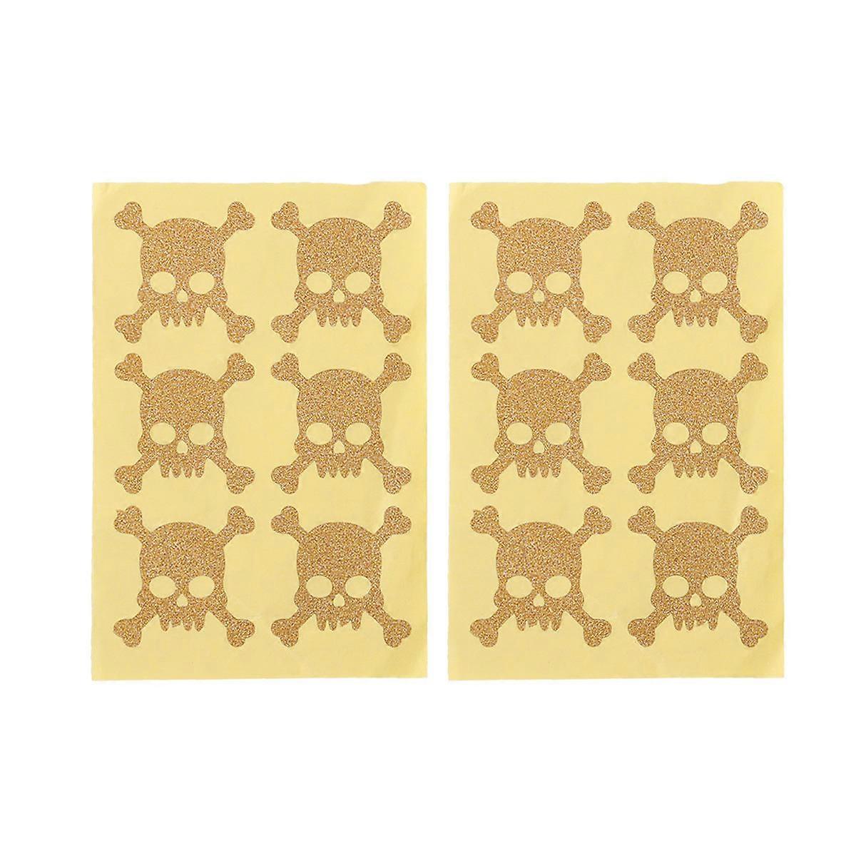 Creative Halloween Sticker Glitter Skull Adhesive Decorative 12Pcs