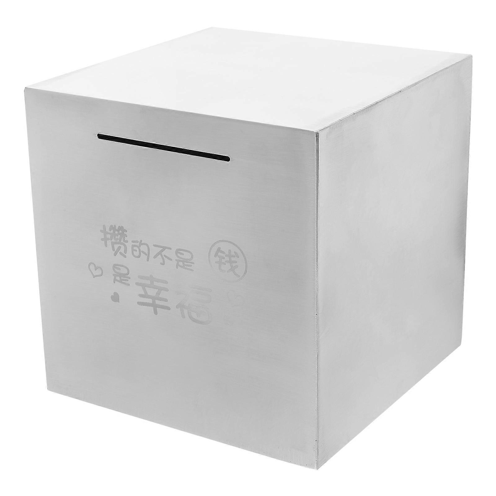 Adult Money Box Stainless Steel Coin Bank For Home Use Use 7.9×7.9×7.9in 1Pack