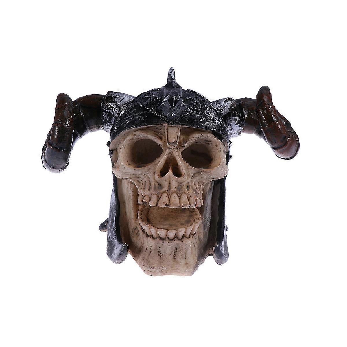 Aquarium Decoration Ornament Turtle Tank Shelter Synthetic Resin Skull for Fish Tank Landscaping 16.5 x 13 x 10.1 Cm 1Pack
