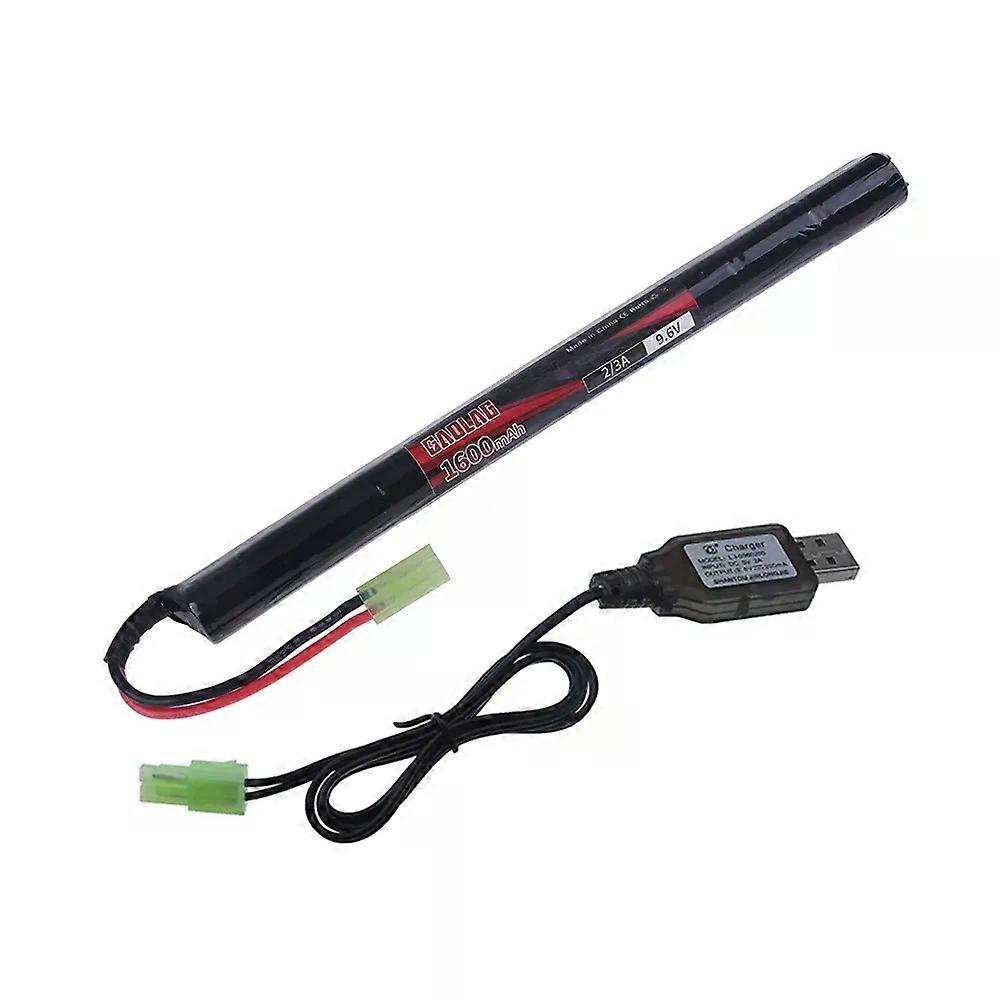 9.6V Airsoft Battery 1600mAh 2/3A 9.6v NiMH Stick Battery with Mini Tamiya Connector for AK47 MP5K RPK PKM G36C MC51 Rifle Guns