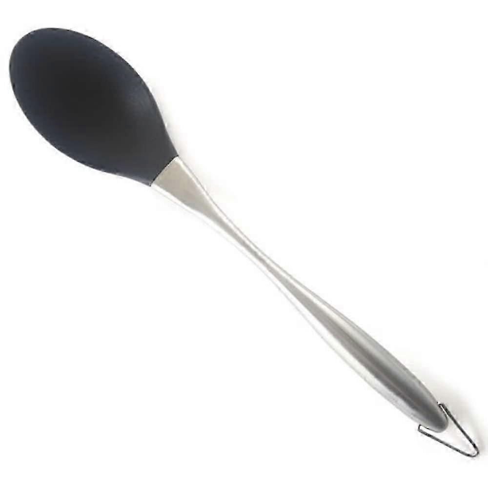 Stainless Steel Solid Spoon with Silicone Handle, Ideal for Cooking and Serving Various Dishes