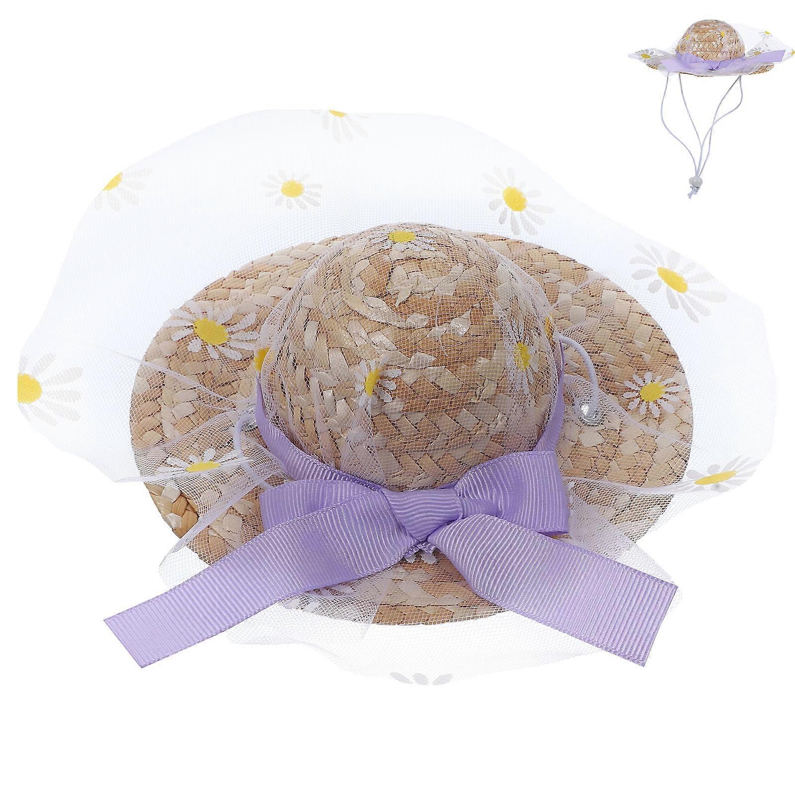 Pet Costume Hat Small Dog Hat for Photo Shoots Purple Adjustable Chin Strap 1Pcs