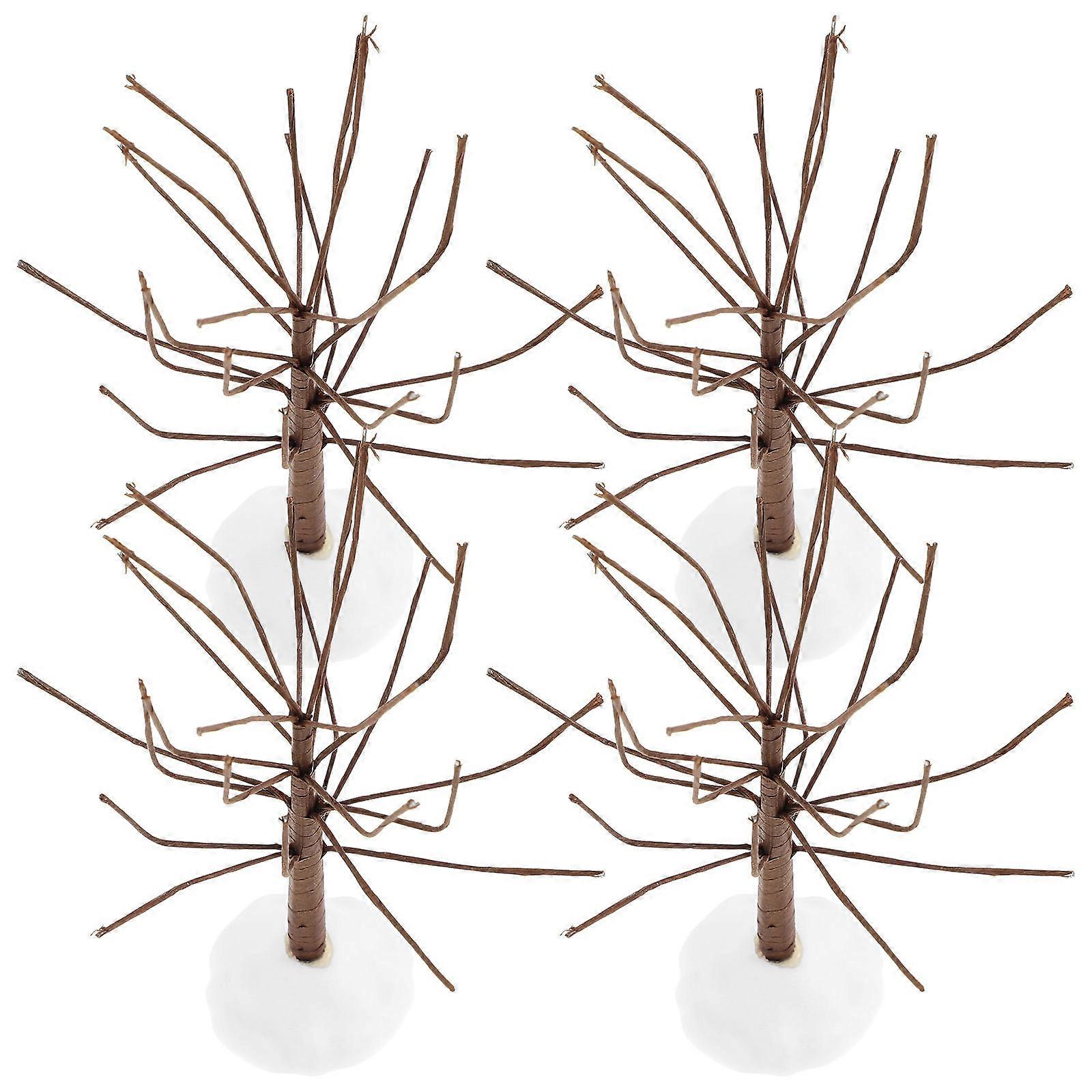 4pcs Mini Pine Model Trees Snowy Elegance Tabletop Decorations for Holiday DIY Wire Trees Festive Atmosphere Christmas Centerpieces