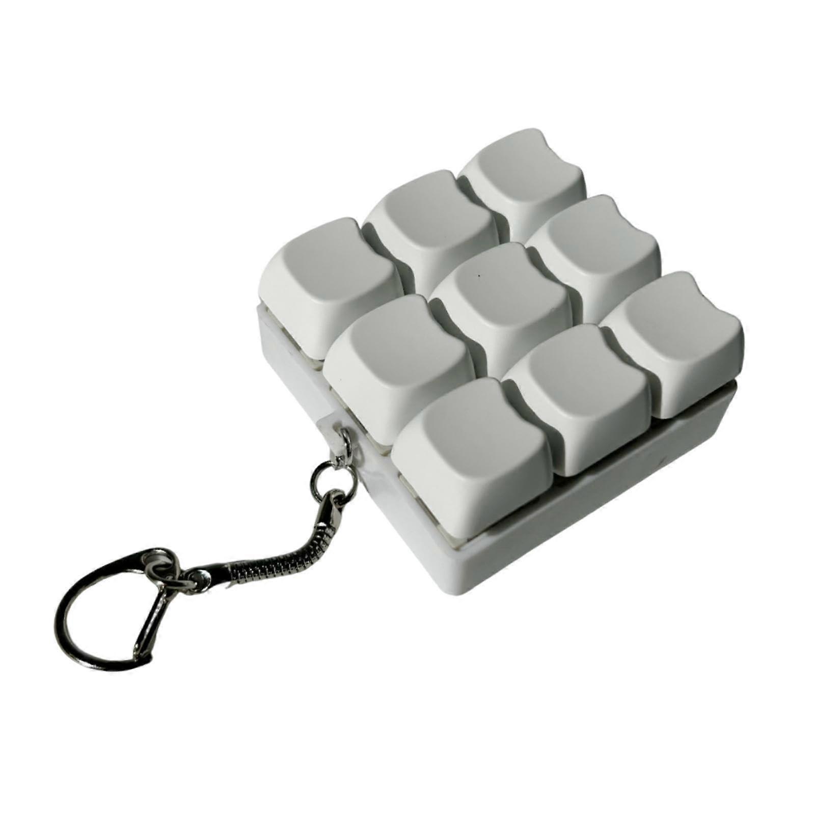 Fidget toy, decompression button for adults, portable, multifunctional, fun gifts, white keychain, 9 buttons