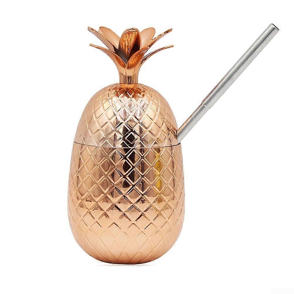 Trendy Pineapple Cup with Straw for BBQs and Beach Parties, Copper Color, Perfect for Summer Gatherings