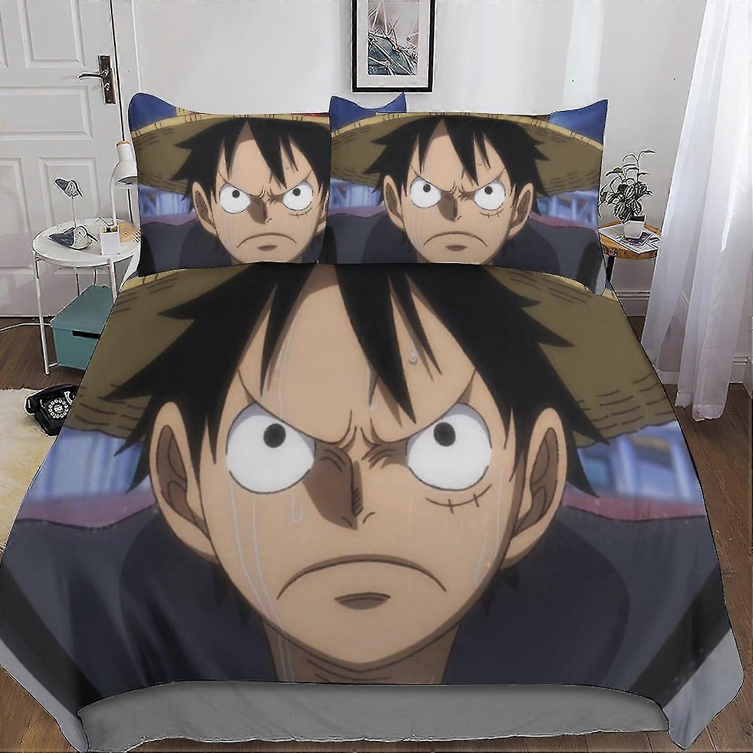 Conjunto de capa de edredão de anime com zíper oculto - Conjunto de cama de 3 peças com impressão 3D e fronhas, para meninos e meninas