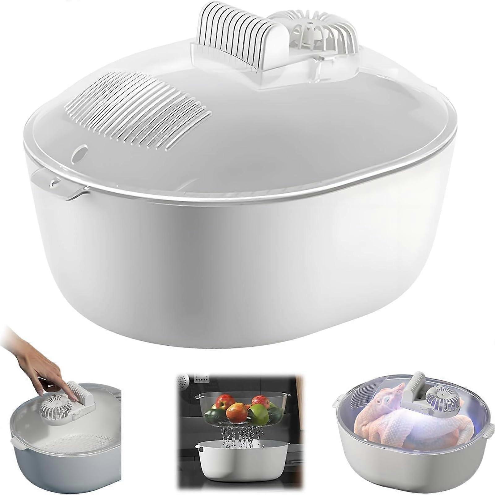 Defrosting Device for Food, Quick Defrost Plate with Double Layer Draining Basket, Airtight Meat Defroster for Kitchen Use