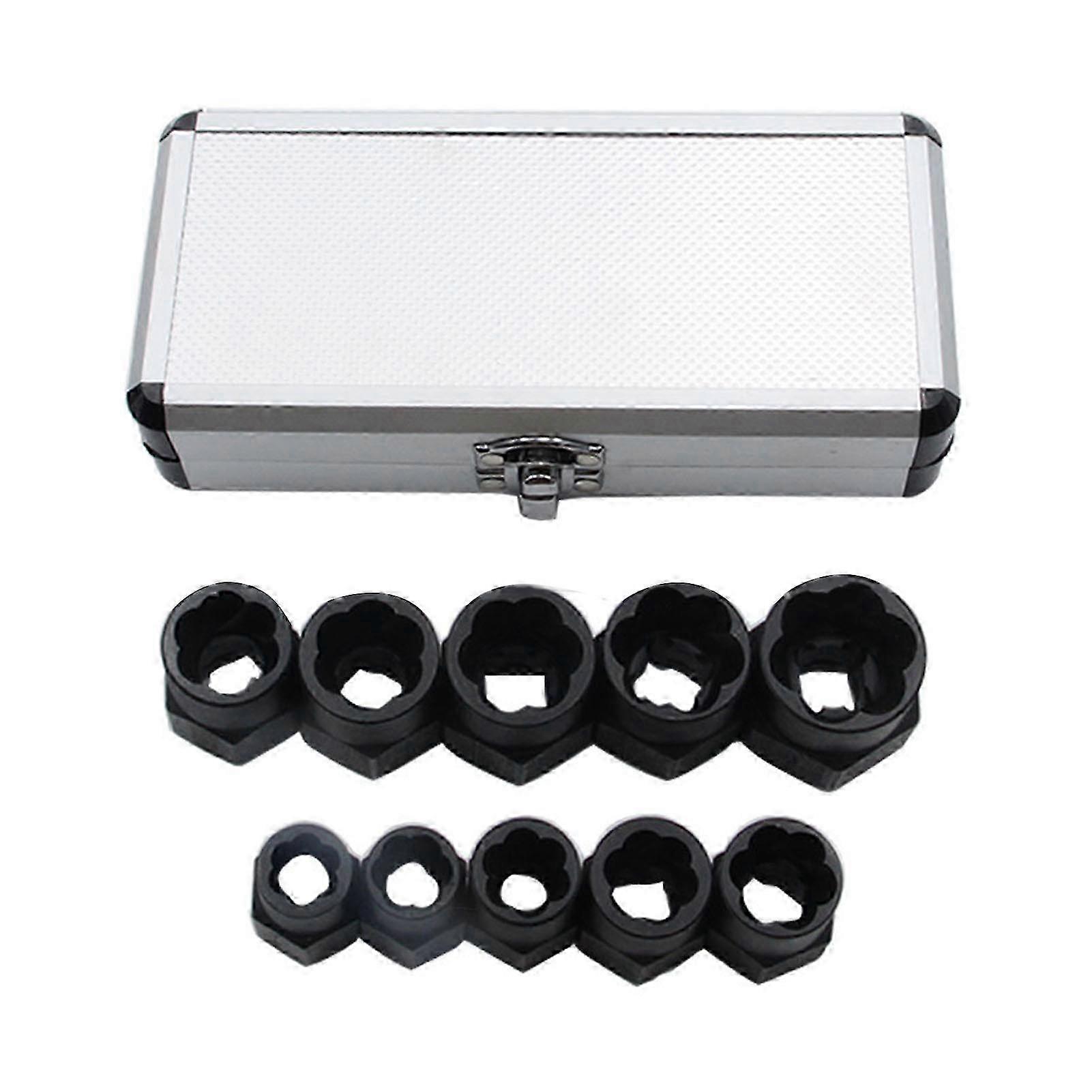 10 Pcs Bolt Extractor Set Strong Grip High Strength Black Bolt Nut Removal Tool