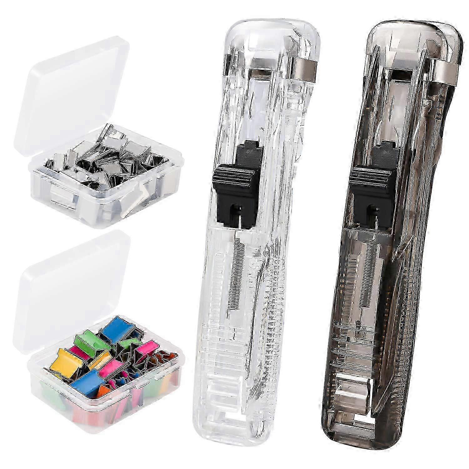 Portable Recyclable Clam Clip Dispenser with 100 Replacement Clips for Securing Loose Documents