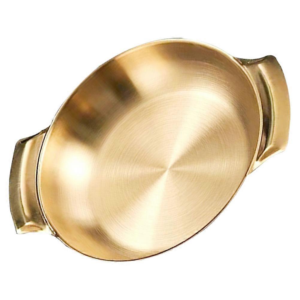 Double Handle Cooking Pot Stainless Steel Kitchen Pots Suitable for Seafood and Hot Pot Golden 23.50X18.00X3.60CM Easy to Clean 1Pack