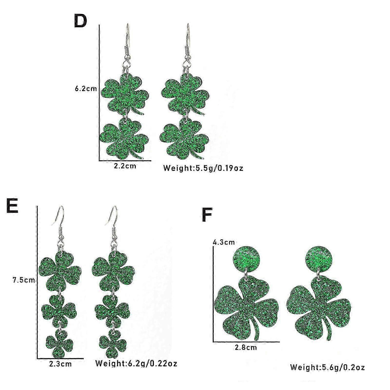 聖パトリックの日のイヤリンググリーンシャムロックイヤリングアイルランドのアクリルクローバーのイヤリング女性のための女の子のジュエリーアクセサリーギフト