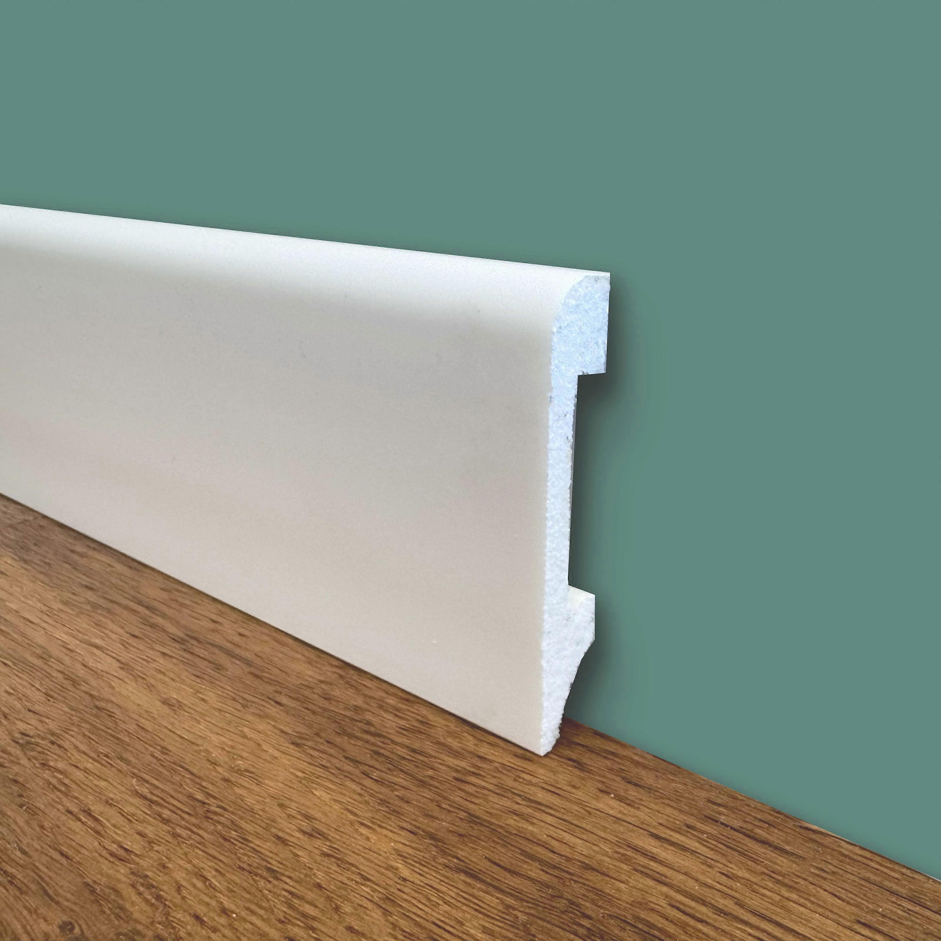 Bc Polymeer Plint Basicboard Line 75x14mm - Wit Overschilderbaar (prijs per meter)